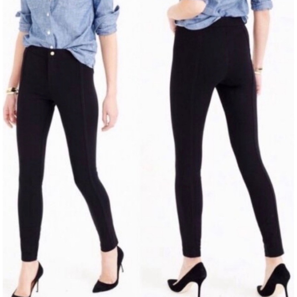 J.Crew Pixie Ankle Ponte Pants Black Front Seams High Rise 4 Stretch‎ Work 31110